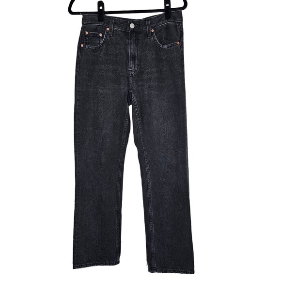 Denim Forum 25 Black The Comfy Low Rise Loose Jeans Straight Leg Mid Rise 30L - Picture 1 of 7